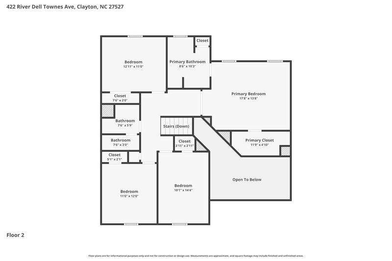2,135/Mo, 422 River Dell Townes Ave Clayton, NC 27527 Floor Plan View 2