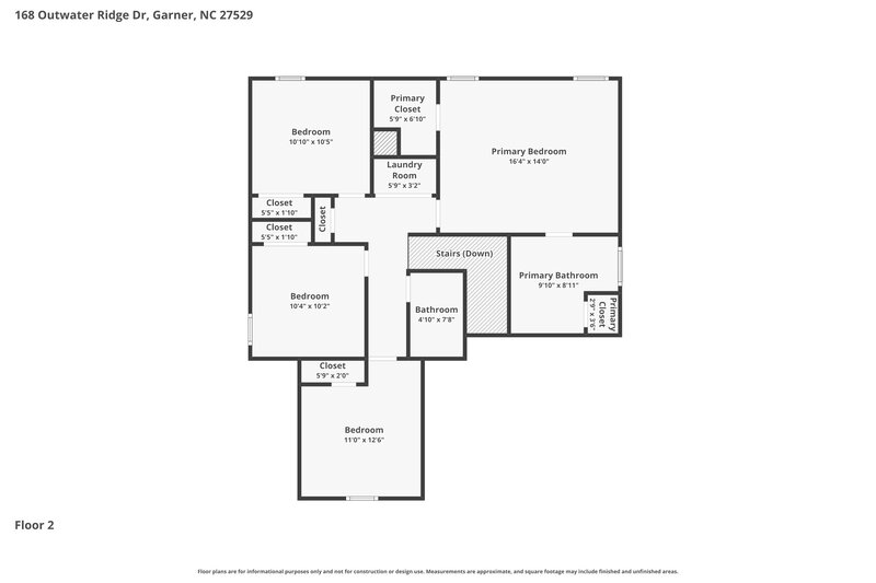 2,075/Mo, 168 Outwater Ridge Drive Garner, NC 27529 Floor Plan View 2