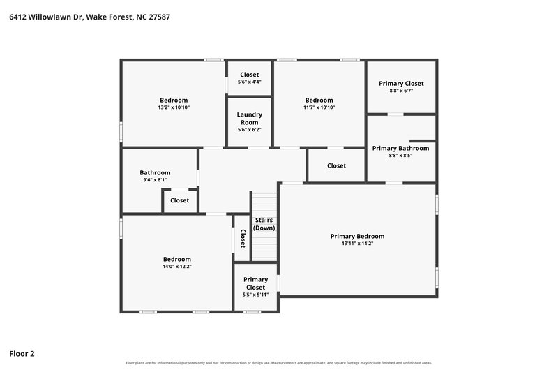 2,455/Mo, 6412 Willowlawn Dr Wake Forest, NC 27587 Floor Plan View 2