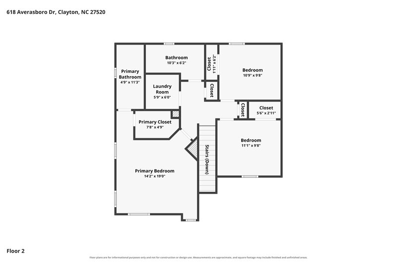 1,820/Mo, 618 Averasboro Drive Clayton, NC 27520 Floor Plan View 2