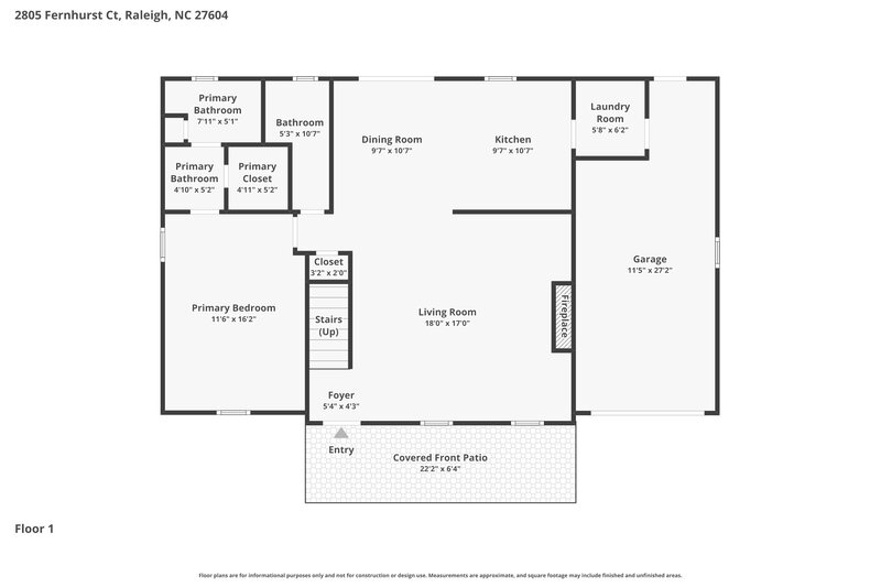 2,050/Mo, 2805 Fernhurst Ct Raleigh, NC 27604 Floor Plan View 2