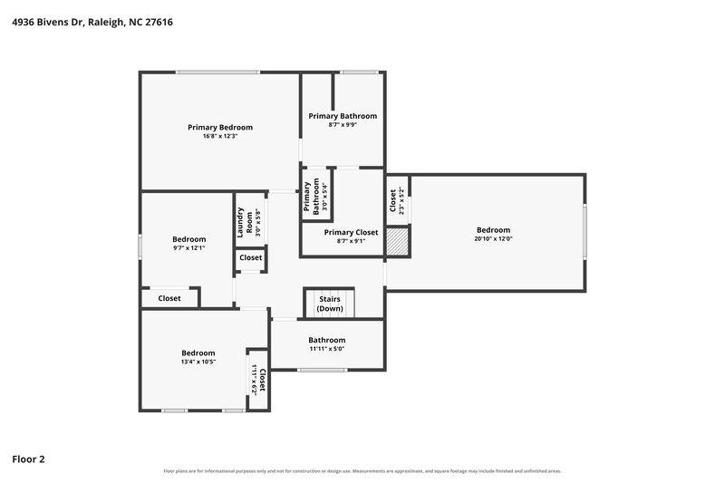 2,425/Mo, 4936 Bivens Dr Raleigh, NC 27616 Floor Plan View 2