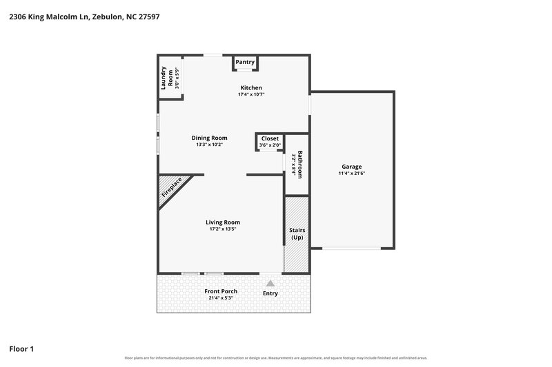 1,885/Mo, 2306 King Malcolm Ln Zebulon, NC 27597 Floor Plan View