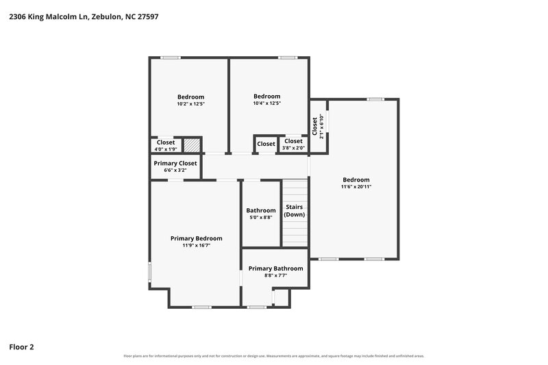 1,885/Mo, 2306 King Malcolm Ln Zebulon, NC 27597 Floor Plan View 2