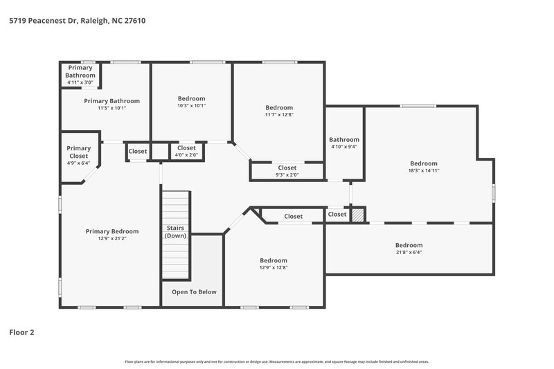 2,405/Mo, 5719 Peacenest Dr Raleigh, NC 27610 Floor Plan View 2
