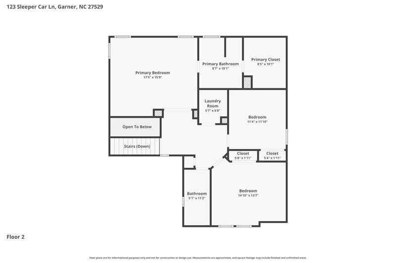 1,970/Mo, 123 Sleeper Car Ln Garner, NC 27529 Floor Plan View 2