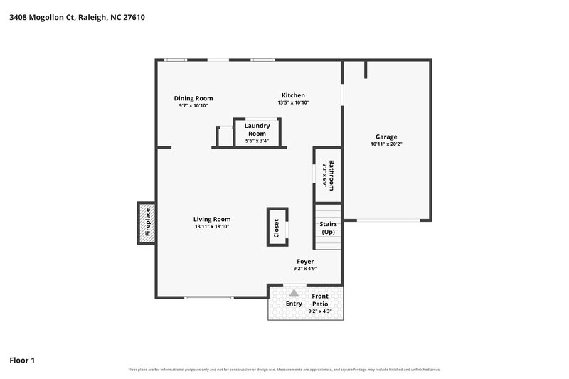 2,550/Mo, 3408 Mogollon Ct Raleigh, NC 27610 Floor Plan View