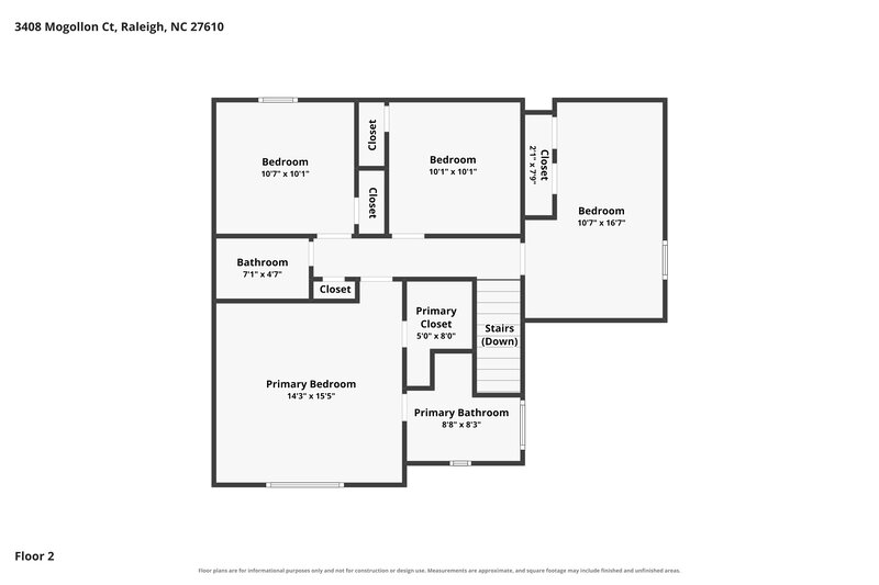 2,550/Mo, 3408 Mogollon Ct Raleigh, NC 27610 Floor Plan View 2