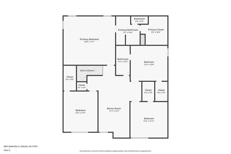 2,135/Mo, 8007 Spiderlily Court Zebulon, NC 27597 Floorplan View 2
