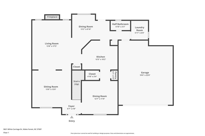 2,160/Mo, 9621 White Carriage Dr Wake Forest, NC 27587 Floor Plan View