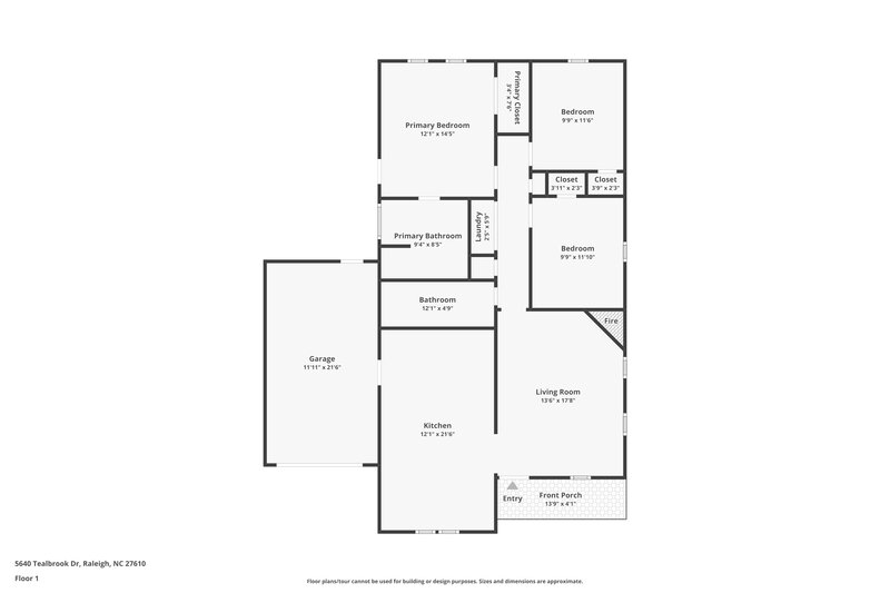 1,730/Mo, 5640 Tealbrook Dr Raleigh, NC 27610 Floor Plan View