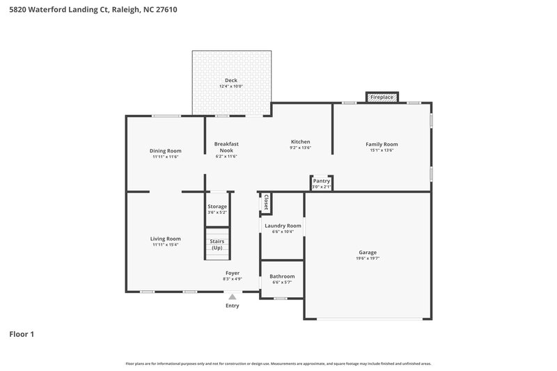 2,335/Mo, 5820 Waterford Landing Ct Raleigh, NC 27610 Floor Plan View