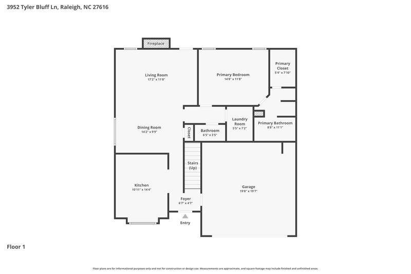 1,935/Mo, 3952 Tyler Bluff Ln Raleigh, NC 27616 Floor Plan View