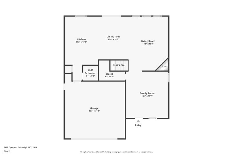 1,900/Mo, 3412 Opequon Dr Raleigh, NC 27610 Floor Plan View