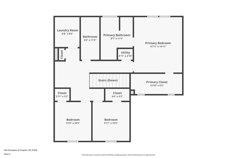1,725/Mo, 762 Champion St Clayton, NC 27520 Floor Plan View 2