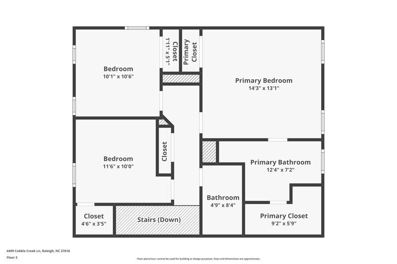 1,700/Mo, 4409 Cobble Creek Ln Raleigh, NC 27616 Floor Plan View 2