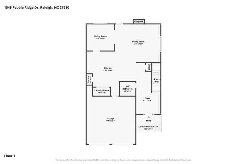 2,060/Mo, 1549 Pebble Ridge Dr Raleigh, NC 27610 Floor Plan View