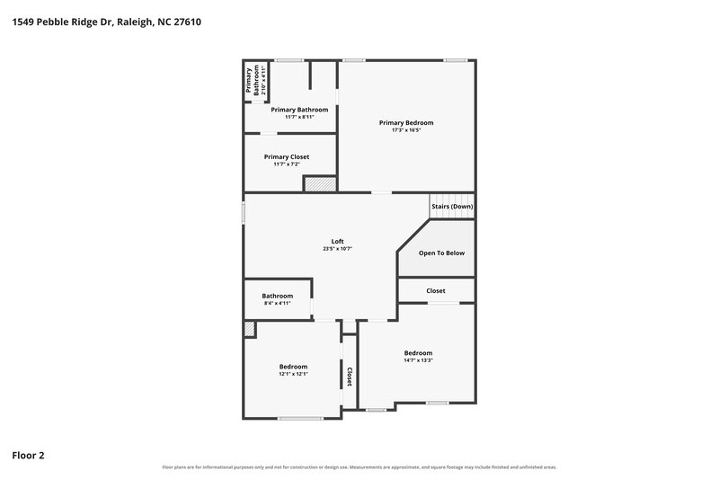 2,060/Mo, 1549 Pebble Ridge Dr Raleigh, NC 27610 Floor Plan View 2