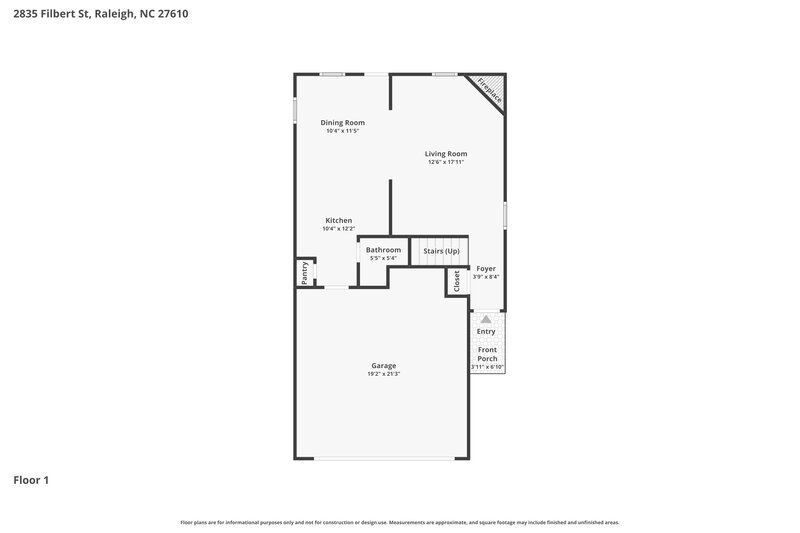1,920/Mo, 2835 Filbert St Raleigh, NC 27610 Floor Plan View