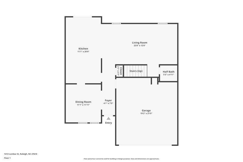 2,000/Mo, 1413 Lombar St Raleigh, NC 27610 Floorplan View 2
