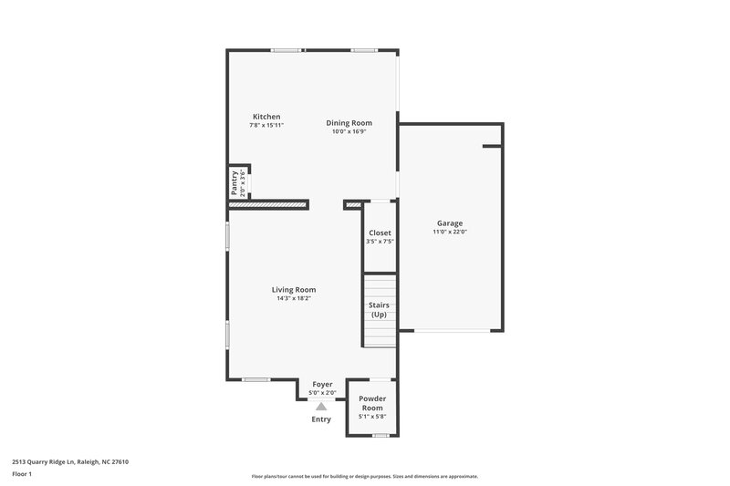 1,915/Mo, 2513 Quarry Ridge Lane Raleigh, NC 27610 Floorplan View