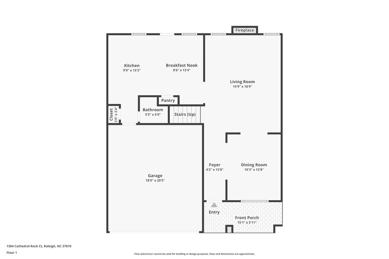 2,000/Mo, 1304 Cathedral Rock Ct Raleigh, NC 27610 Floor Plan View