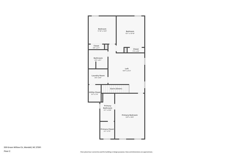 1,910/Mo, 559 Green Willow Circle Wendell, NC 27591 Floor Plan View 2