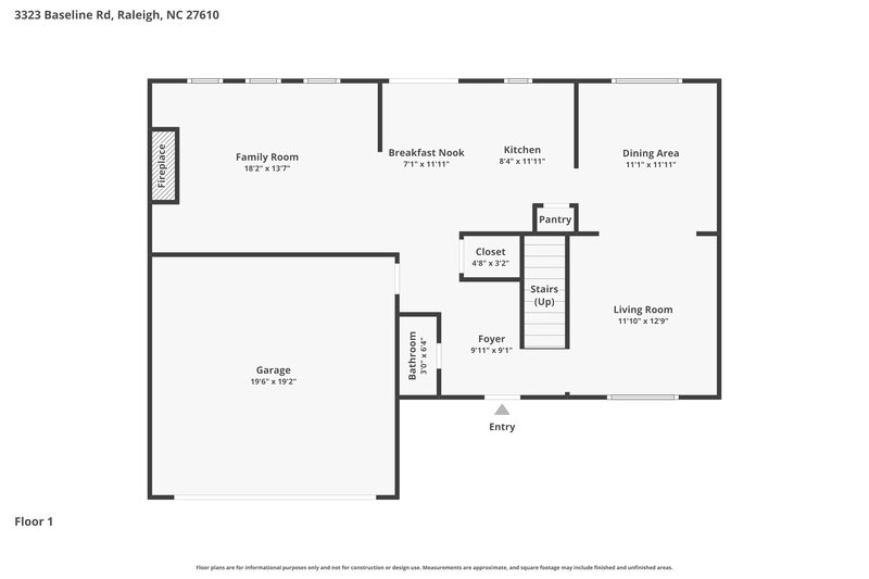 2,175/Mo, 3323 Baseline Rd Raleigh, NC 27610 Floor Plan View 2