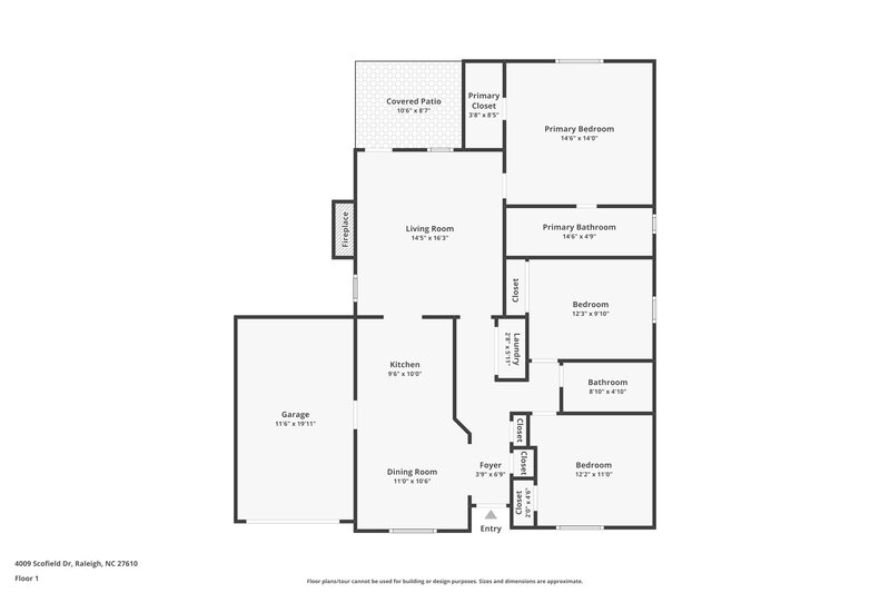 1,800/Mo, 4009 Scofield Drive Raleigh, NC 27610 Floor Plan View