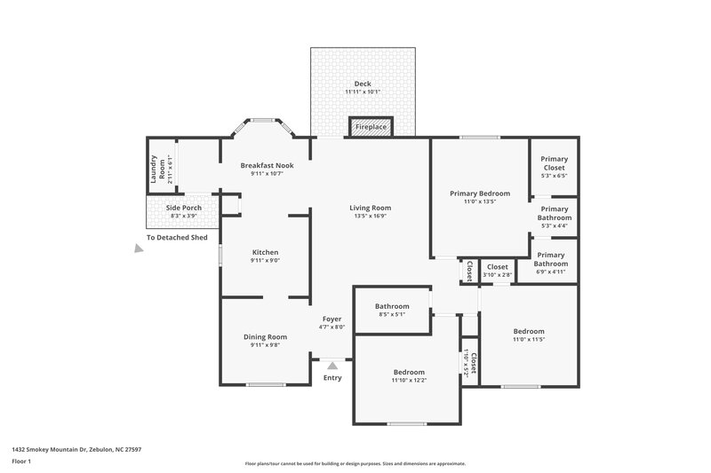 1,780/Mo, 1432 Smokey Mountain Dr Zebulon, NC 27597 Floor Plan View 2