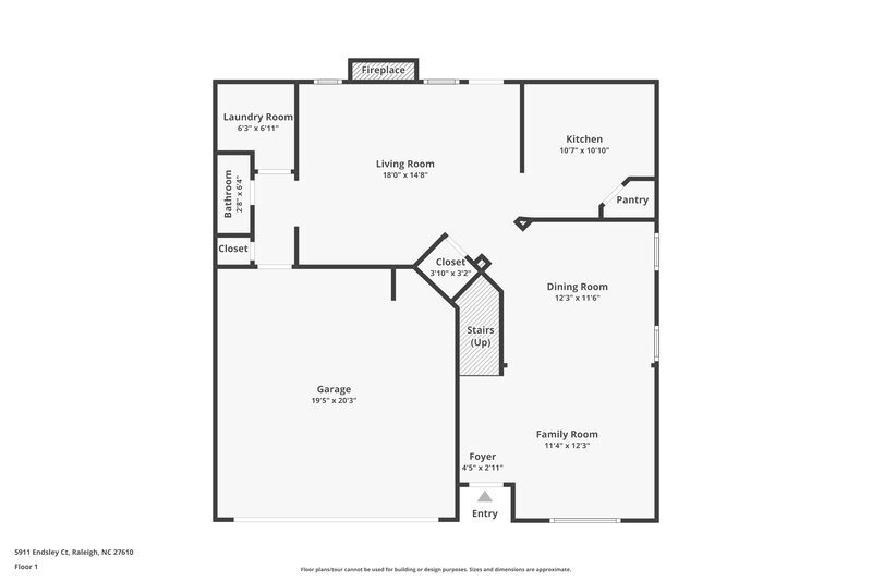 1,775/Mo, 5911 Endsley Ct Raleigh, NC 27610 Floor Plan View