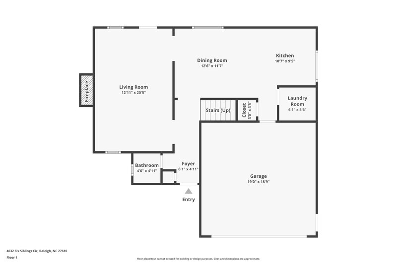 1,925/Mo, 4632 Six Siblings Cir Raleigh, NC 27610 Floor Plan View 2