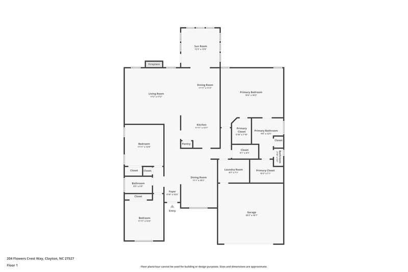 1,915/Mo, 204 Flowers Crest Way Clayton, NC 27527 Floor Plan View