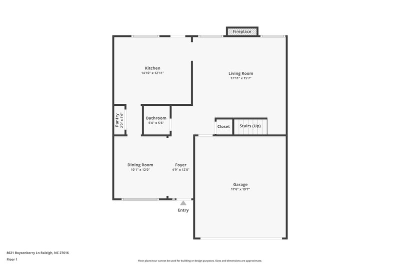 1,995/Mo, 8621 Boysenberry Ln Raleigh, NC 27616 Floor Plan View