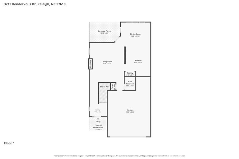 1,995/Mo, 3213 Rendezvous Dr Raleigh, NC 27610 Floor Plan View