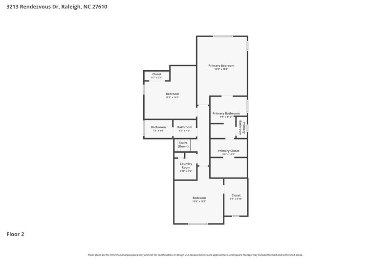 1,995/Mo, 3213 Rendezvous Dr Raleigh, NC 27610 Floor Plan View 2