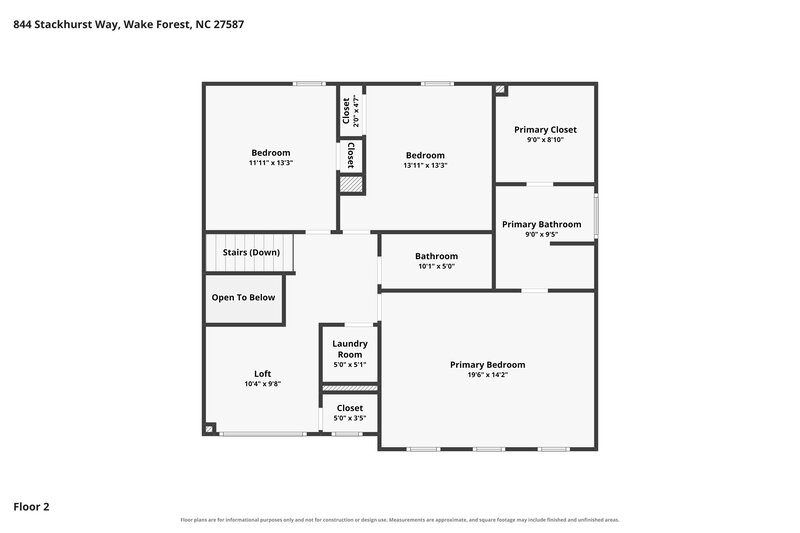 2,180/Mo, 844 Stackhurst Way Wake Forest, NC 27587 Floor Plan View 2