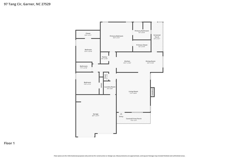 2,185/Mo, 97 Tang Cir Garner, NC 27529 Floor Plan View