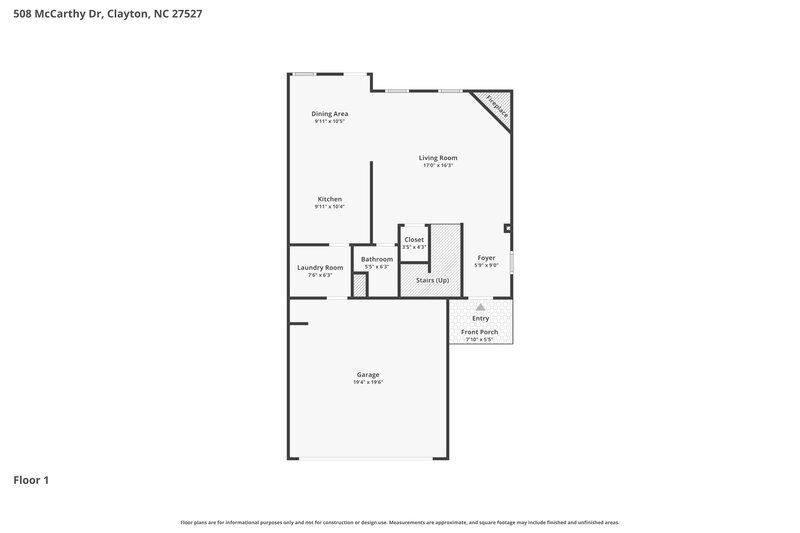 2,025/Mo, 508 McCarthy Dr Clayton, NC 27527 Floor Plan View