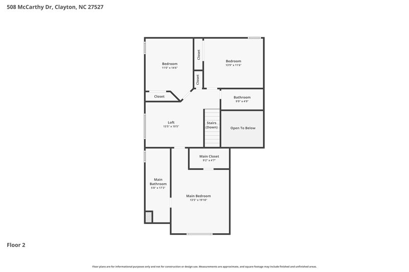 2,025/Mo, 508 McCarthy Dr Clayton, NC 27527 Floor Plan View 2
