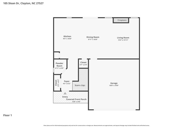 2,025/Mo, 105 Sloan Dr Clayton, NC 27520 Floor Plan View