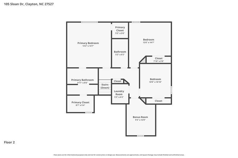 2,025/Mo, 105 Sloan Dr Clayton, NC 27520 Floor Plan View 2