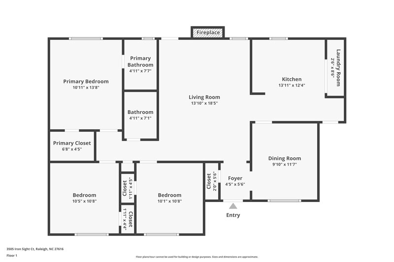 1,820/Mo, 3505 Iron Sight Ct Raleigh, NC 27616 Floorplan View