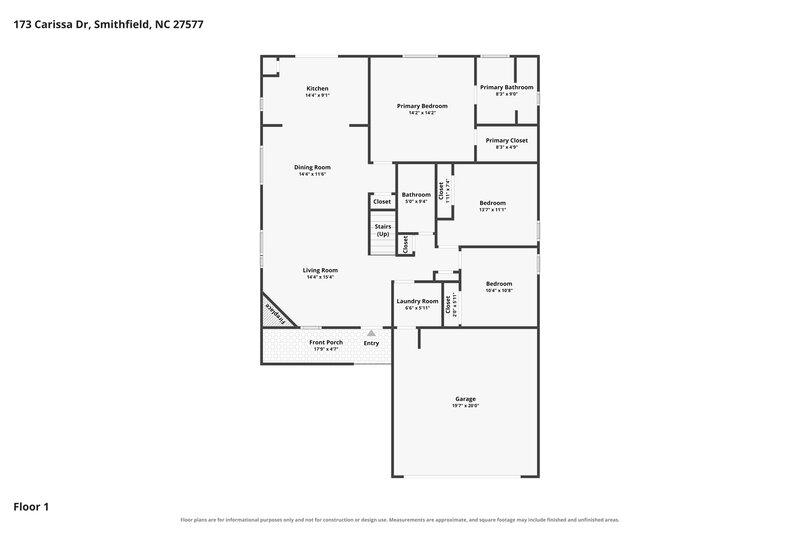 2,005/Mo, 173 Carissa Drive Smithfield, NC 27577 Floor Plan View 2