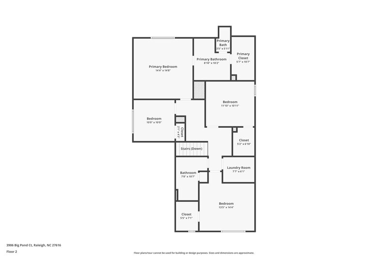 2,490/Mo, 3906 Big Pond Ct Raleigh, NC 27616 Floor Plan View 2
