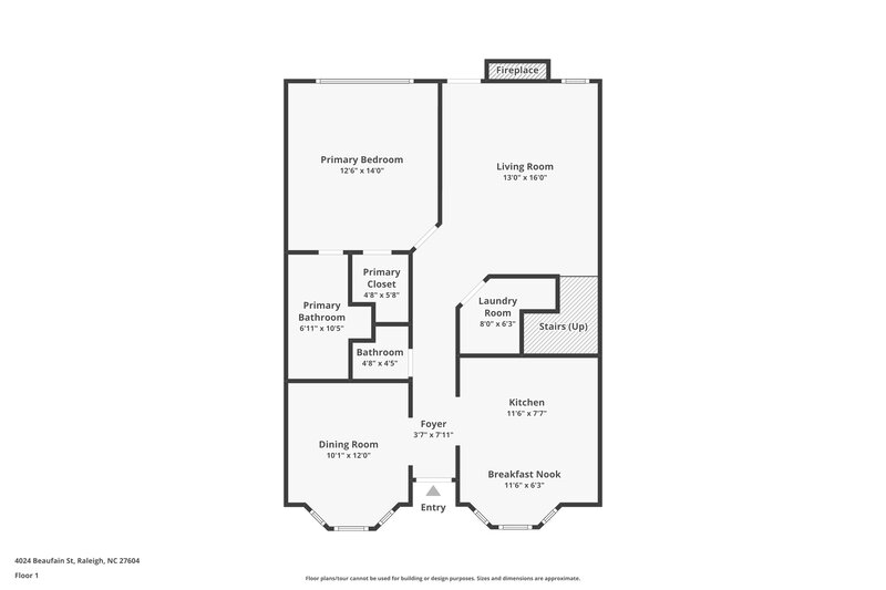 1,745/Mo, 4024 Beaufain St Raleigh, NC 27604 Floor Plan View
