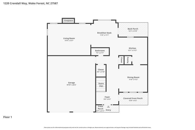 2,475/Mo, 1220 Crendall Way Wake Forest, NC 27587 Floor Plan View