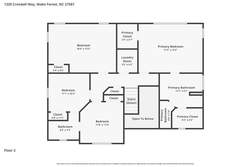 2,475/Mo, 1220 Crendall Way Wake Forest, NC 27587 Floor Plan View 2