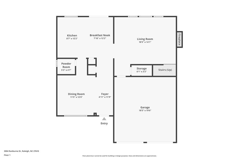 1,950/Mo, 3004 Ranburne Dr Raleigh, NC 27610 Floor Plan View