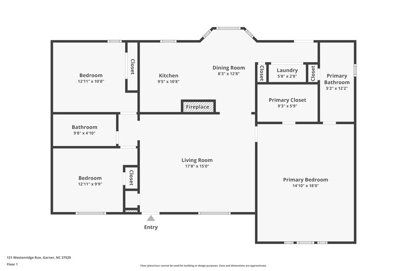 1,735/Mo, 121 Westonridge Run Garner, NC 27529 Floor Plan View